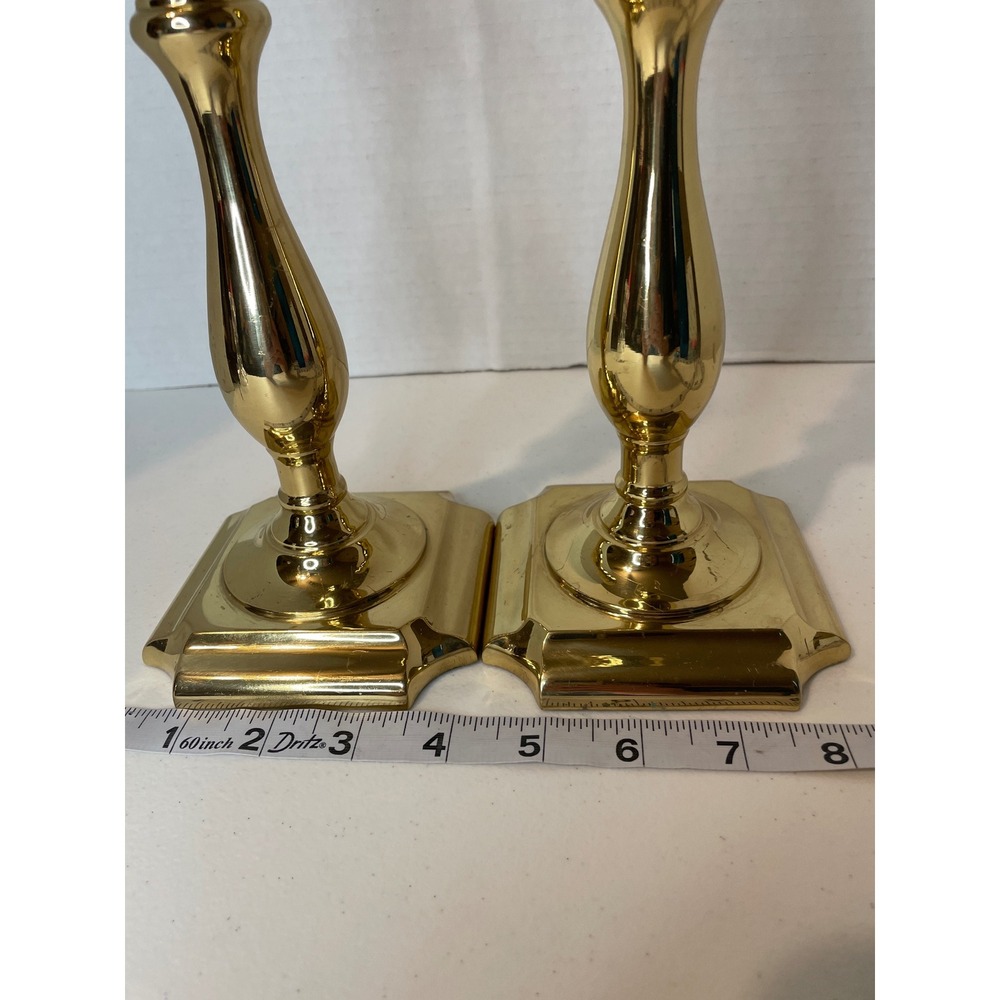 Vintage Valsan Brass Candlesticks Made in Portugal Polished Gold Baluster 9.25" - Picture 3 of 7